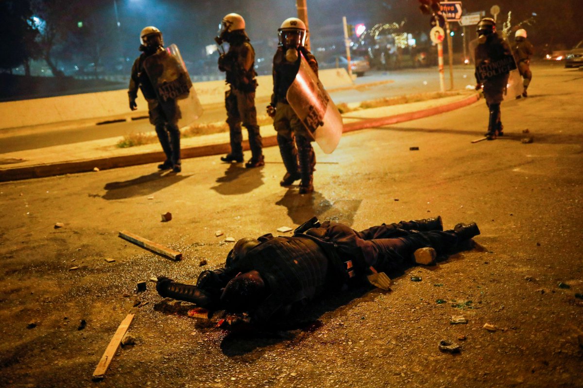 Protesters clash with police in Athens #1