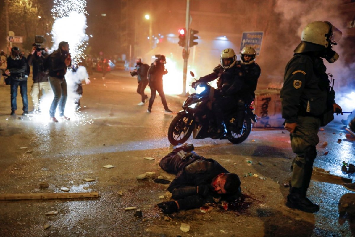 Protesters clash with police in Athens #4