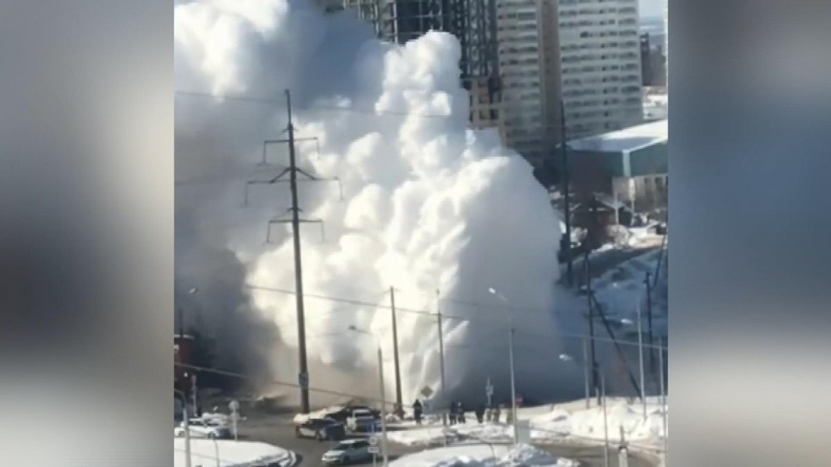 Explosion moment in hot water pipe in Russia #1