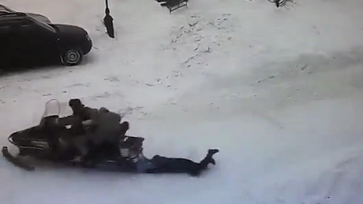Snowmobile hits child in Russia #3