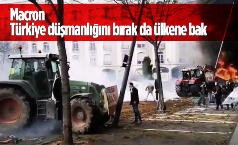 Fransa'da çiftçiler traktörlerini polisin üzerine sürdü