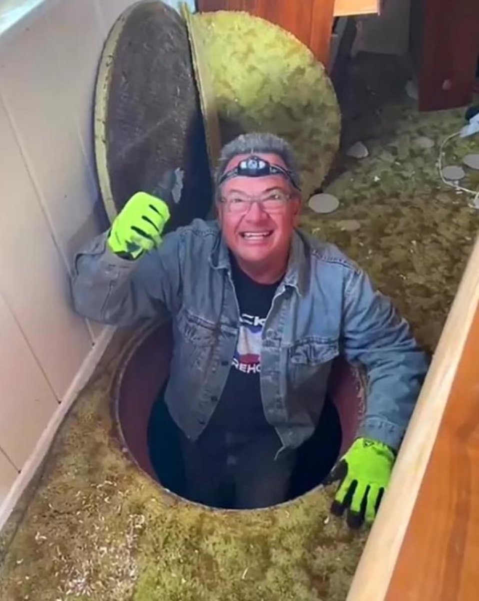 He found a manhole cover in the middle of his house in California #7