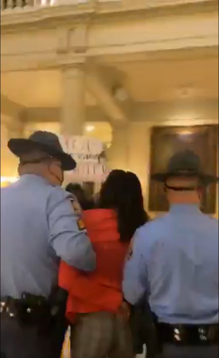Reverse handcuffs to black lawmaker going to the governor's office in the USA #2