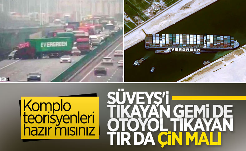 Evergreen'in tırı, Çin'de otoyolu tıkadı