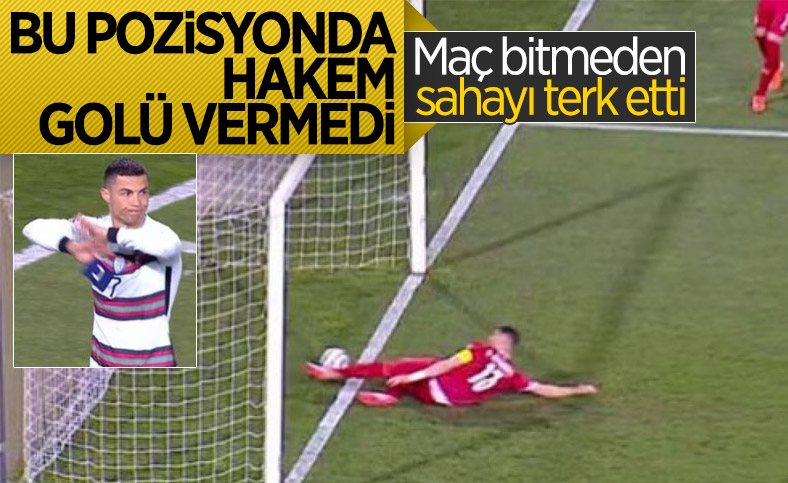 Golü vermeyen hakeme kızan Ronaldo, pazubandını atıp sahayı terk etti