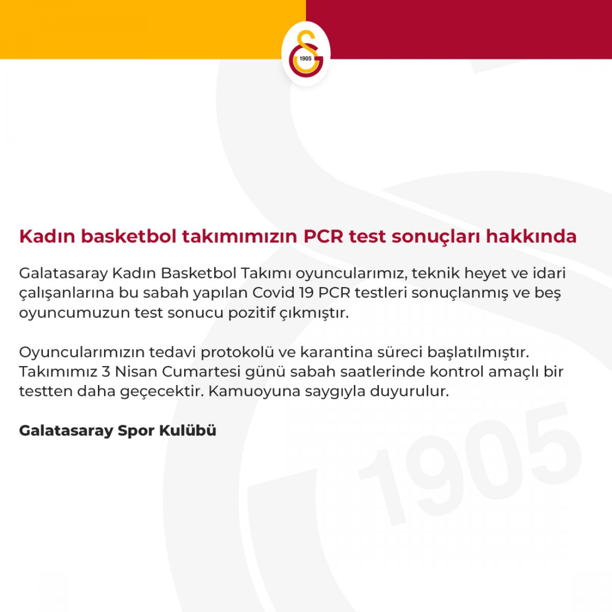 Galatasaray Kadın Basketbol Takımı'nda 5 pozitif