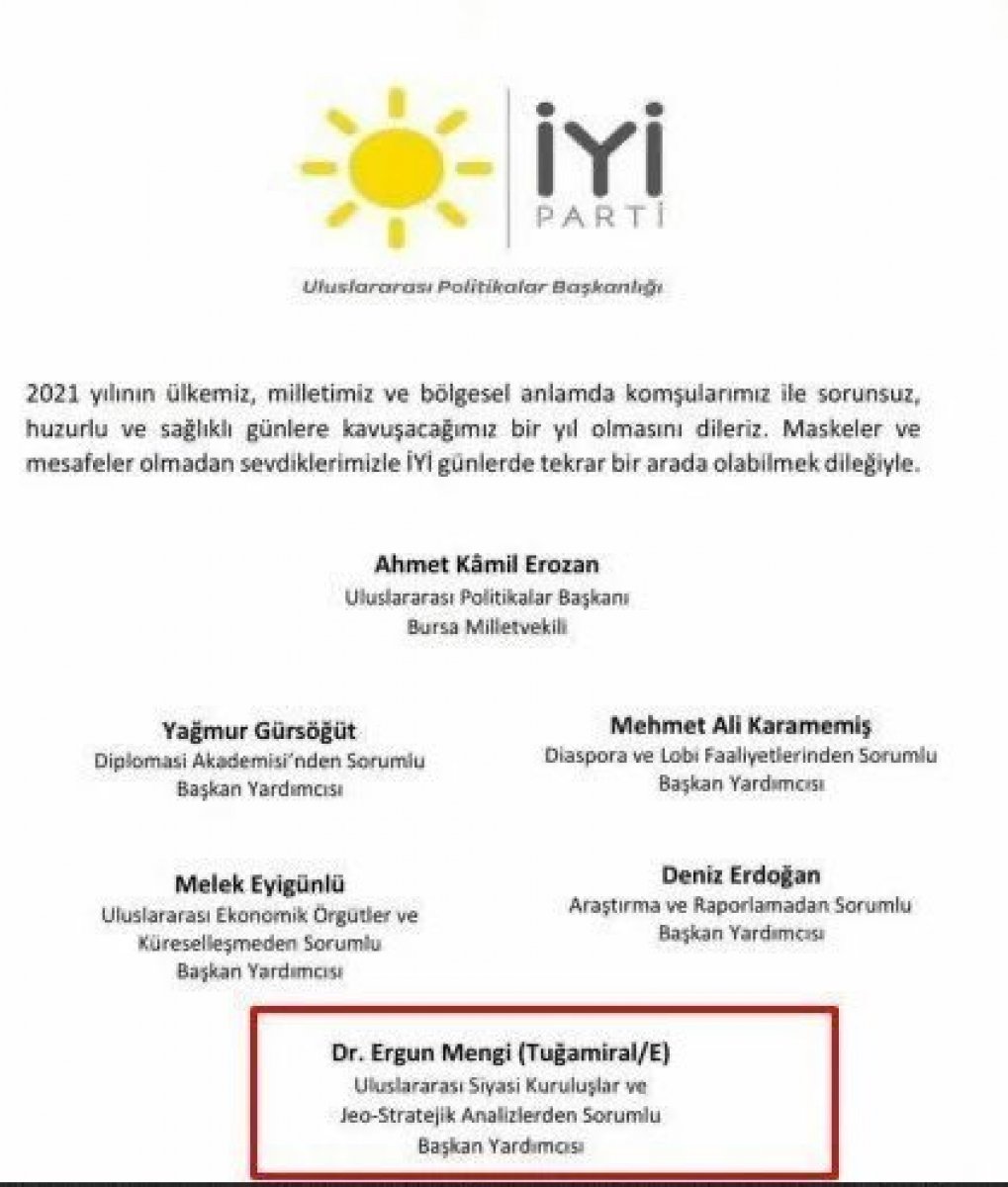 Bildiri yayınlayan amirallerden Ergun Mengi, İyi Partili