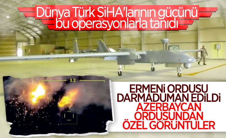 Türk SİHA’larının Dağlık Karabağ savaşında hedefleri vurma anları