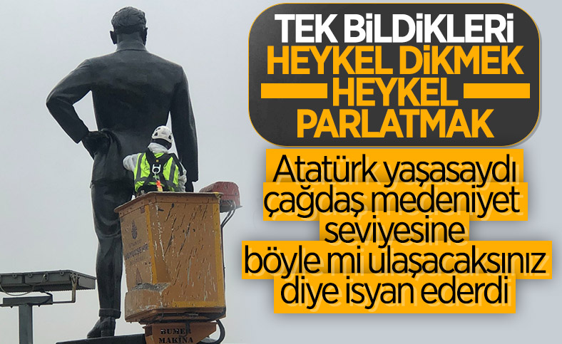 İBB, Atatürk anıtına bakım yaptı