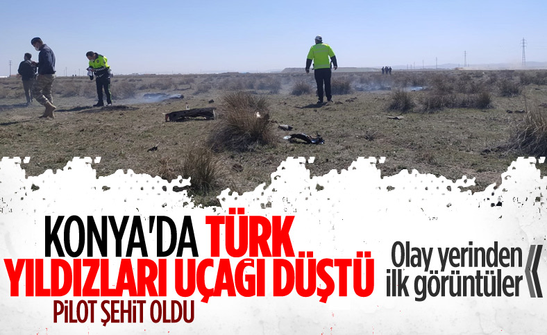 Konya'da askeri uçak düştü