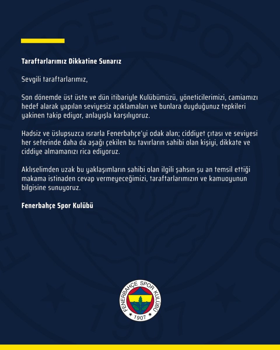 Fenerbahçe’den Mustafa Cengiz’e: Hadsiz, seviyesiz, ciddiye almayın