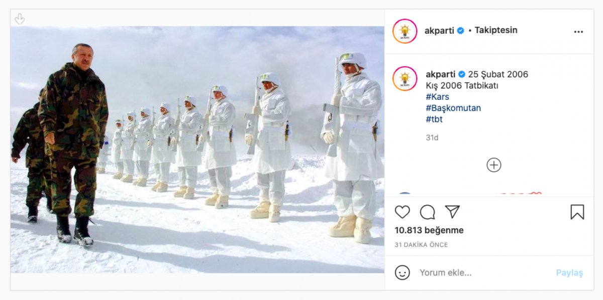 AK Parti, Cumhurbaşkanı Erdoğan'ın 2006 kış tatbikatındaki görüntülerini paylaştı