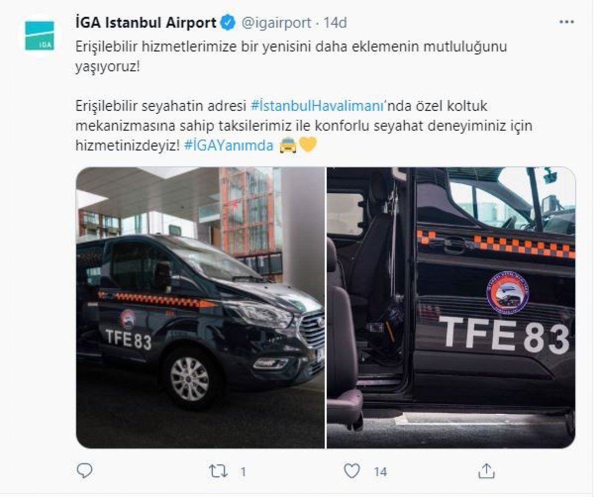 İstanbul Havalimanı’nda engelli yolculara özel taksi uygulaması