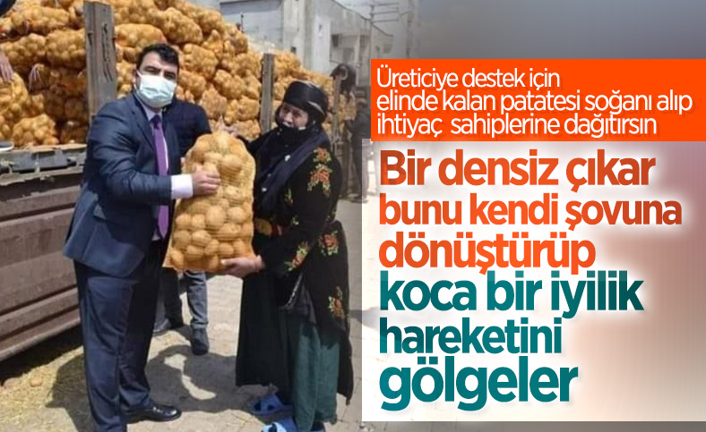 Hilvan Kaymakamı'nın patates çuvalı ile pozu tepki çekti