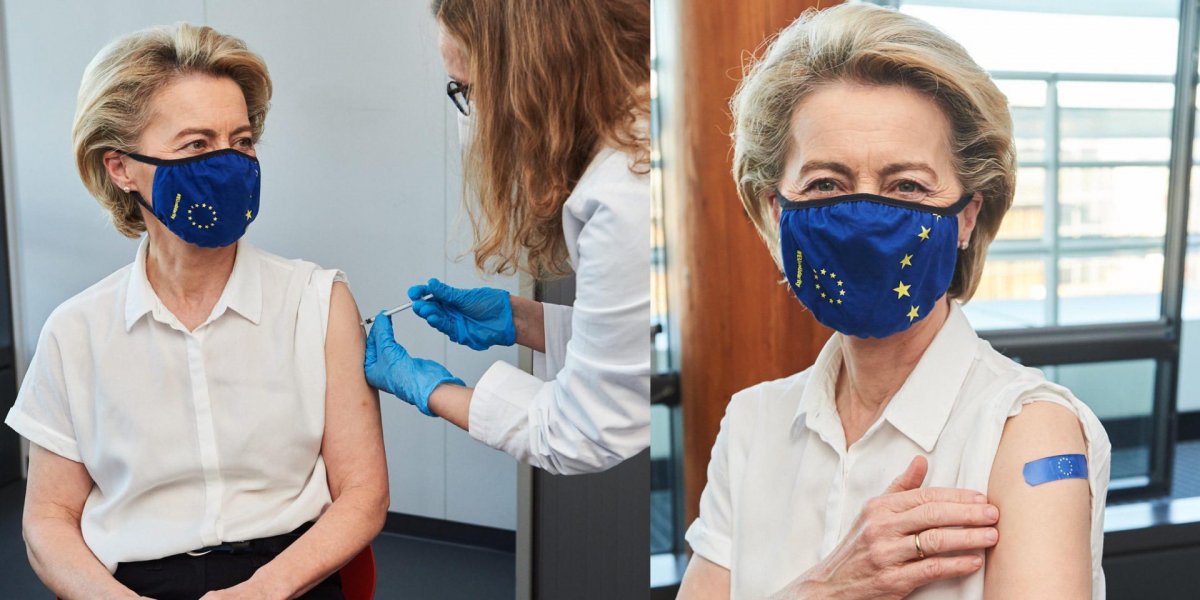 EU Commission President von der Leyen got coronavirus vaccine #1