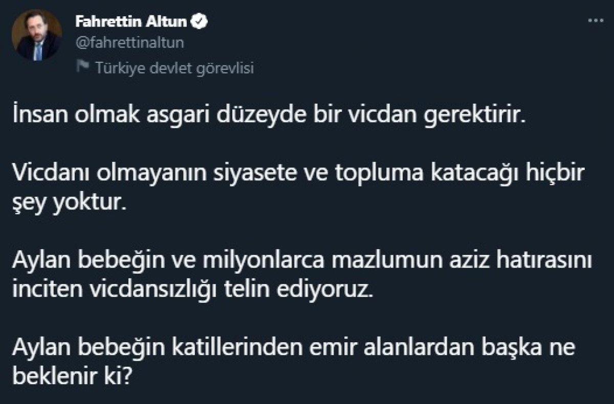 Fahrettin Altun'dan 'Aylan Kurdi' tepkisi