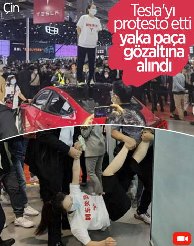 Şanghay Otomobil Fuarı'nda Tesla'ya protesto