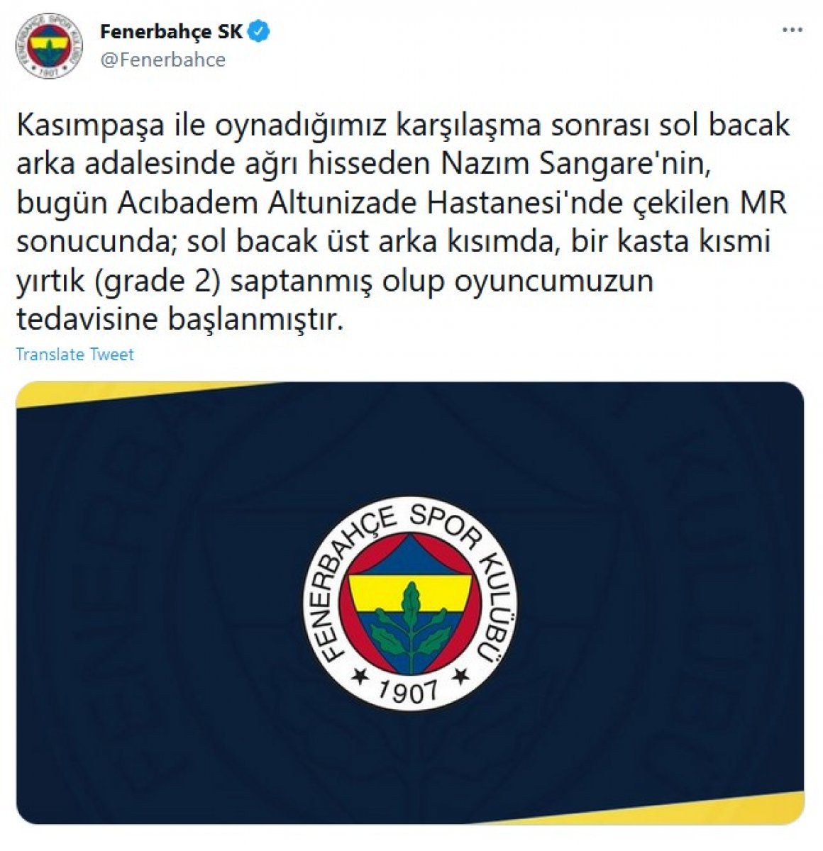 Nazım Sangare 1 ay sahalardan uzak kalacak