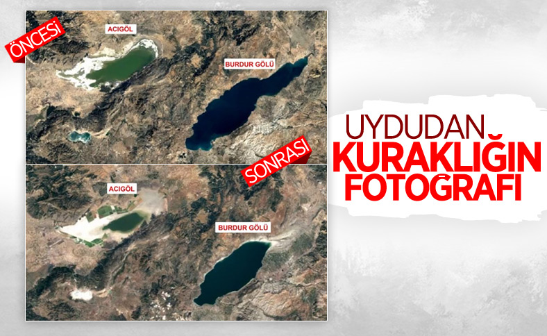 36 yıllık uydu fotoğraflarıyla gölleri vuran kuraklık belgelendi