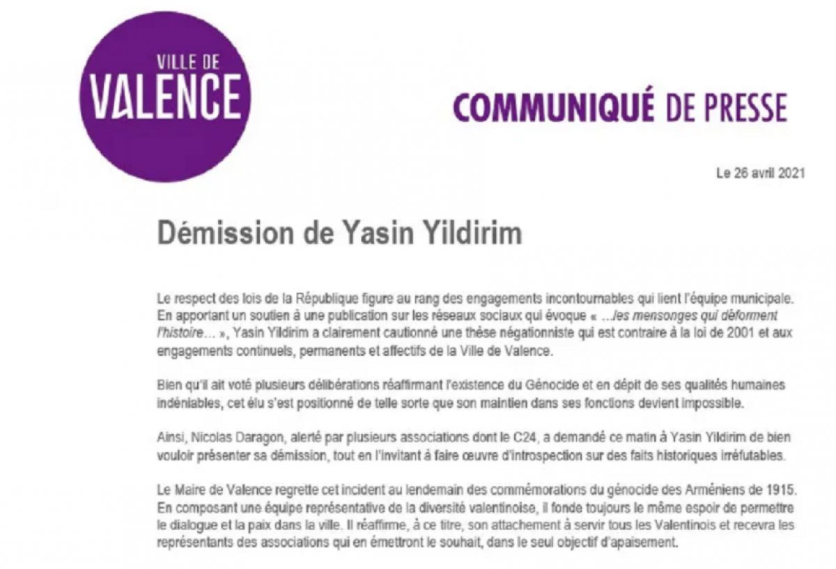 Turkish city council member who condemned ASALA in France has been resigned #1