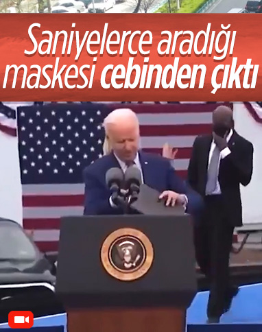Joe Biden'ın saniyelerce aradığı maskesi cebinden çıktı