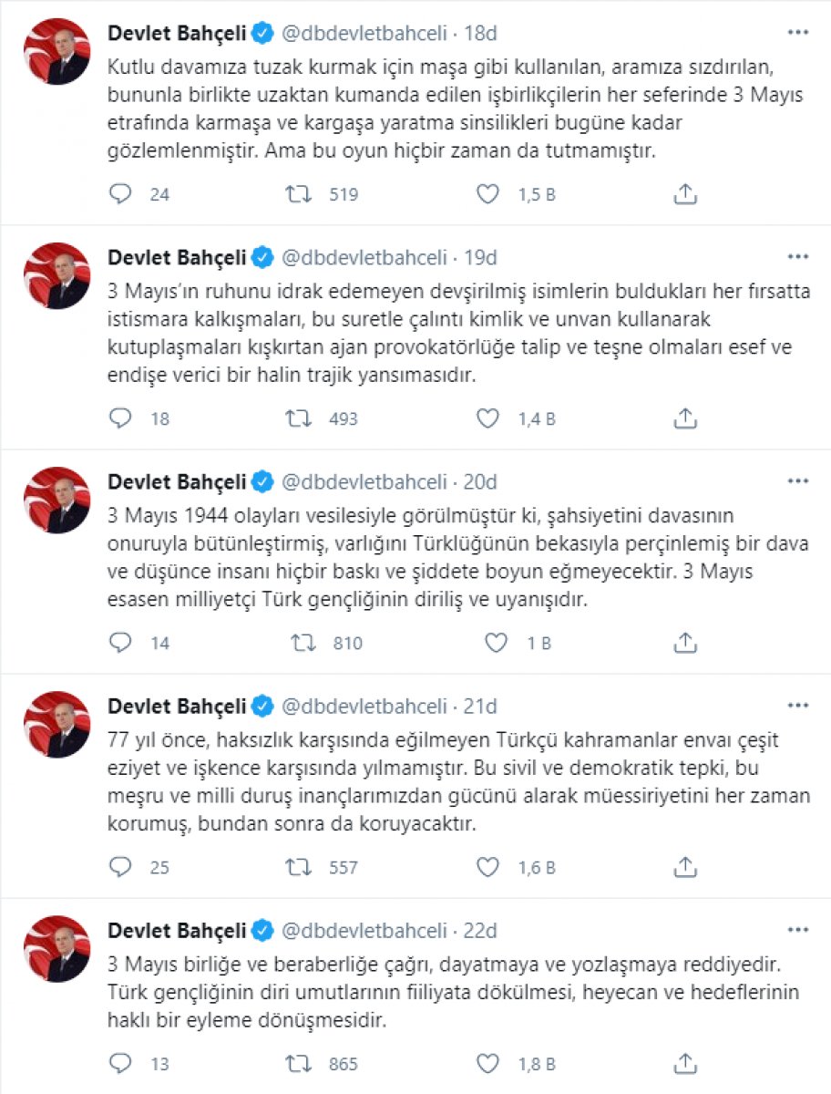 Devlet Bahçeli den 3 Mayıs Türkçülük Günü mesajı #2