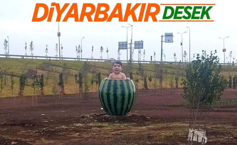 Diyarbakır'a karpuz içinde çocuk heykeli dikildi