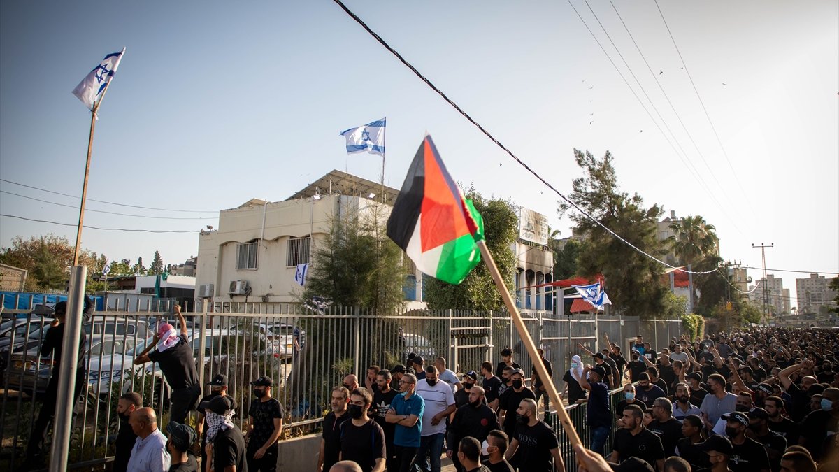 Events broke out at the funeral of a Palestinian martyred by an armed Israeli yesterday