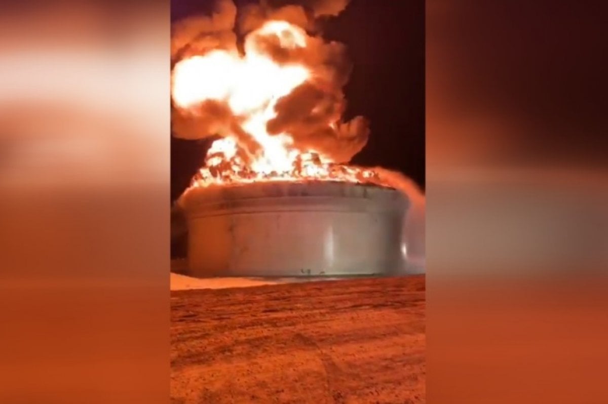 İsrail petrol boru hattına ait petrol tankında yangın #1
