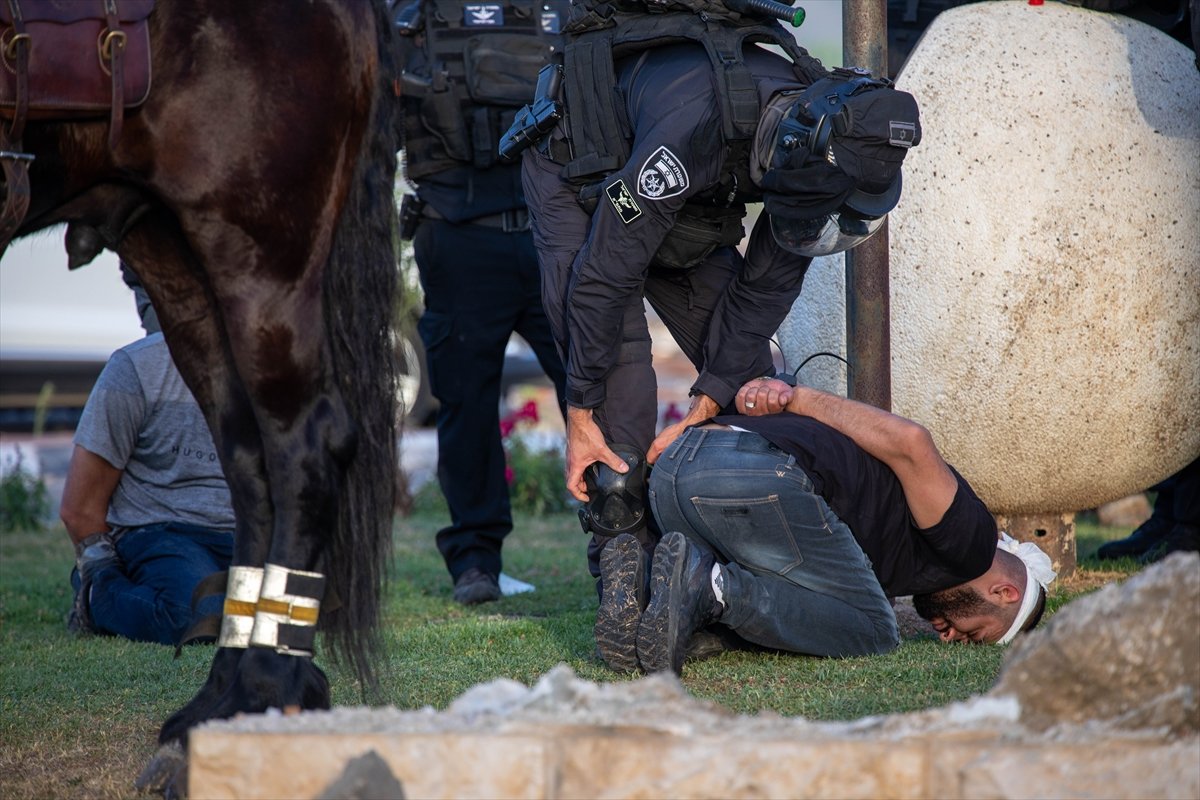 Events broke out at the funeral of a Palestinian martyred yesterday by an armed Israeli #3