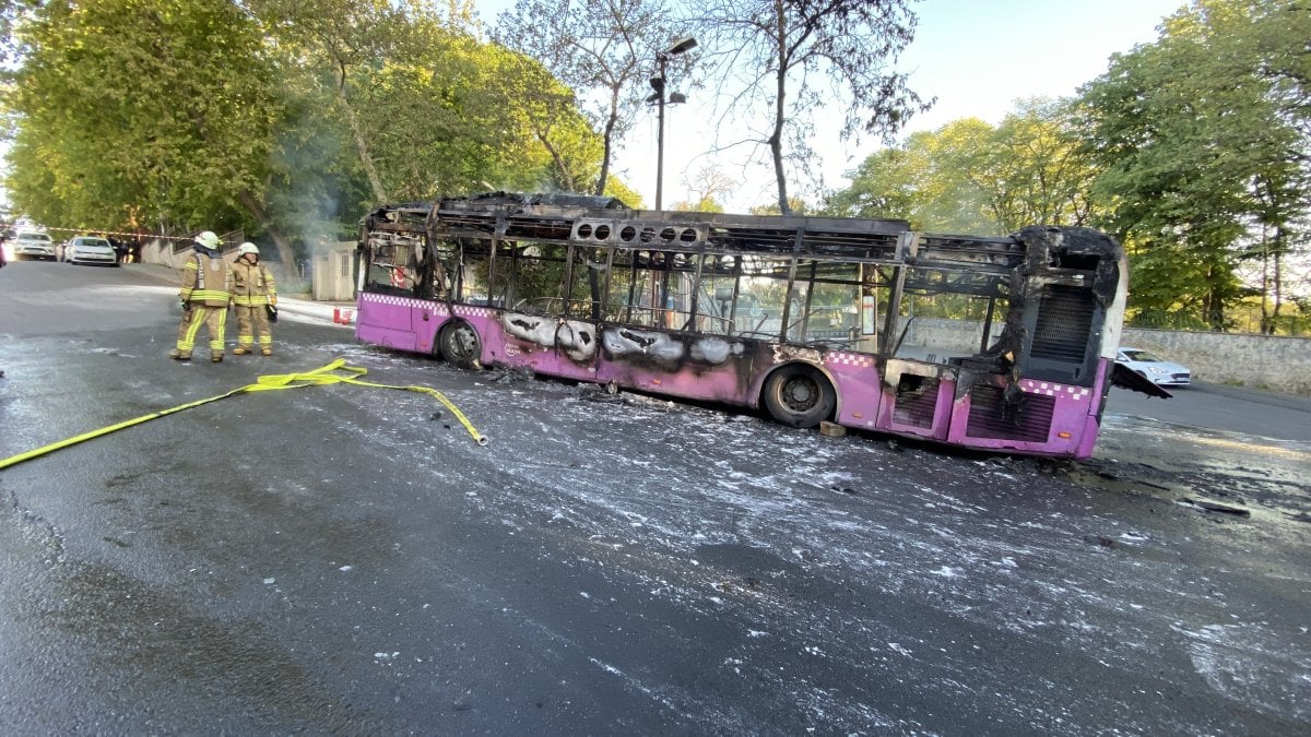 Sarıyer’de park halinde bulunan İETT otobüsü yandı  #4