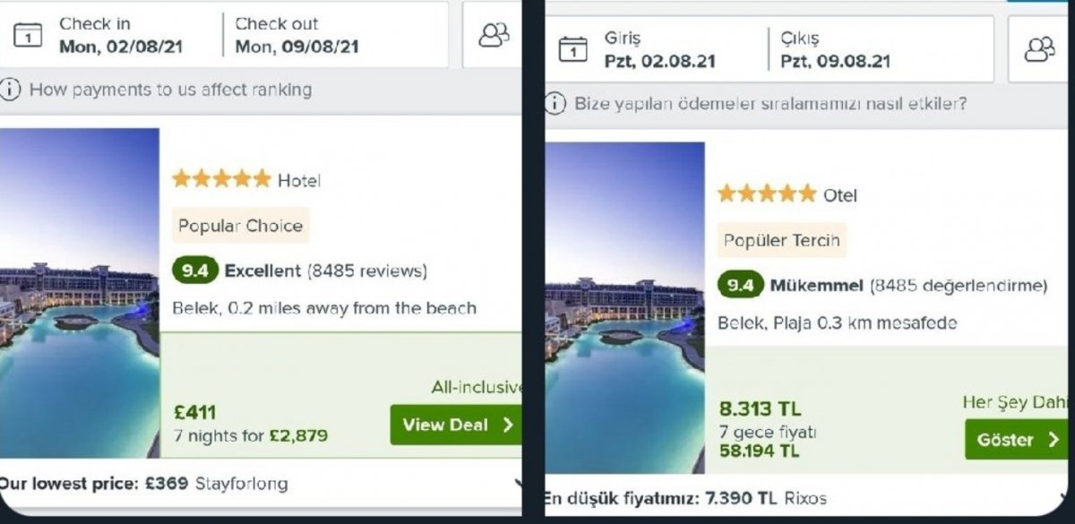 Türkiye de yabancı turiste yerli turistten daha ucuza otel fiyatı veriliyor #2