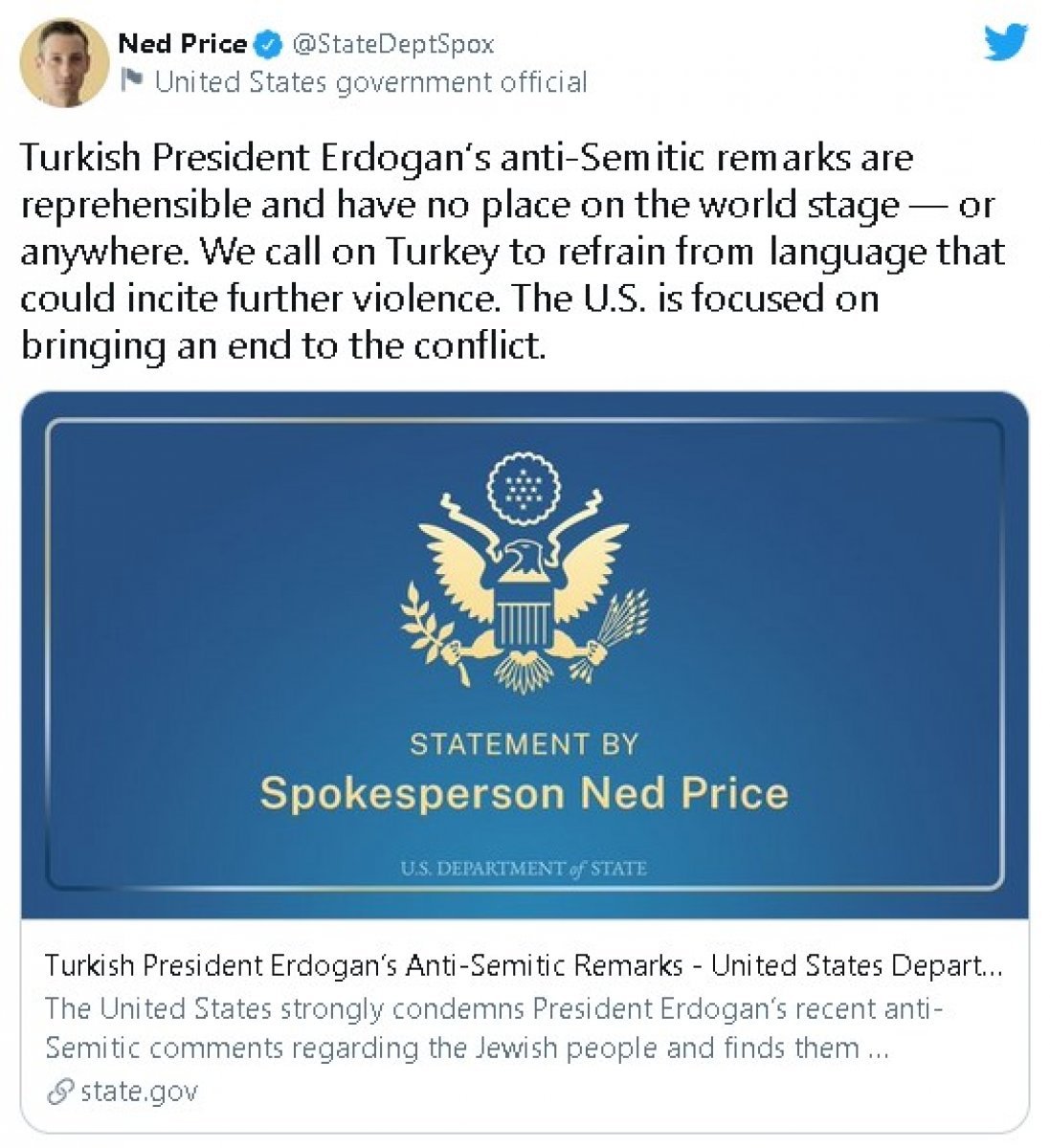 Condemnation from the USA to Erdogan who criticizes Israel and Biden #2