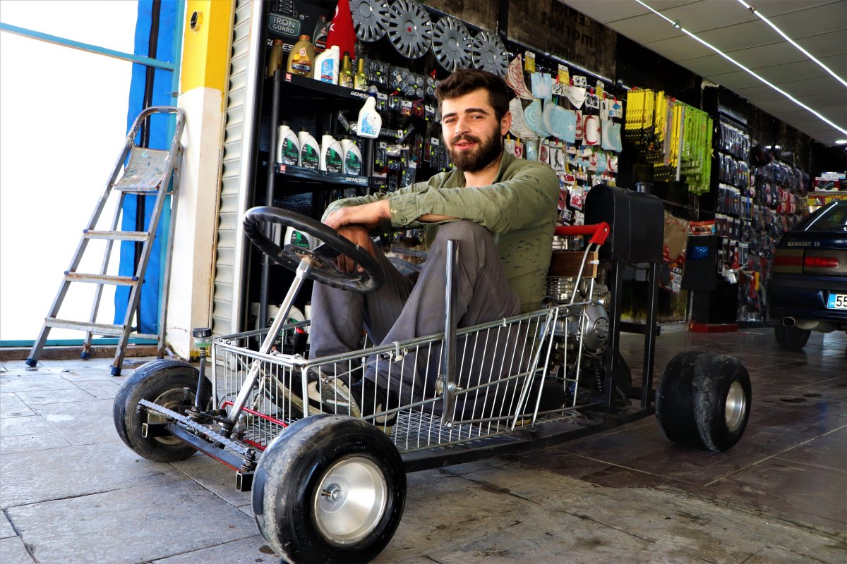 Samsunlu tamirci alışveriş sepetinden araç yaptı #2