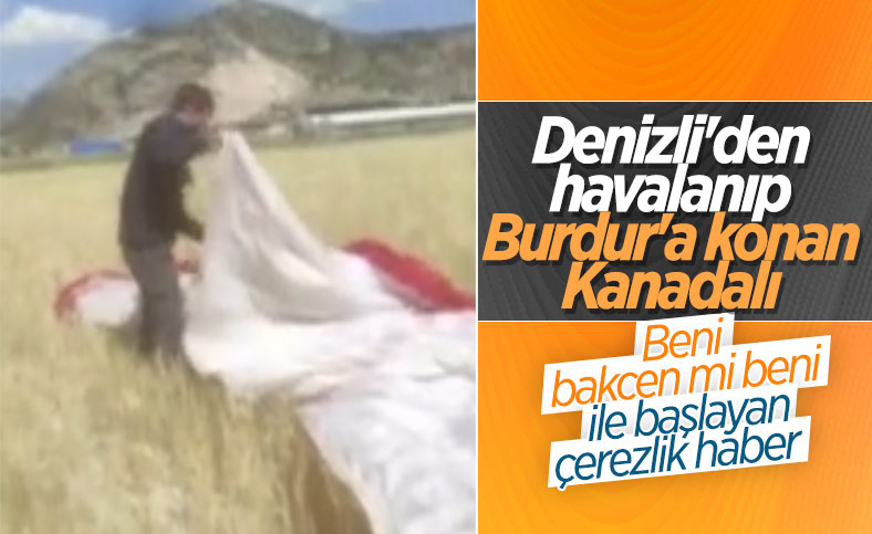 Burdur'da çiftçiyle yamaç paraşütçüsünün güldüren diyaloğu