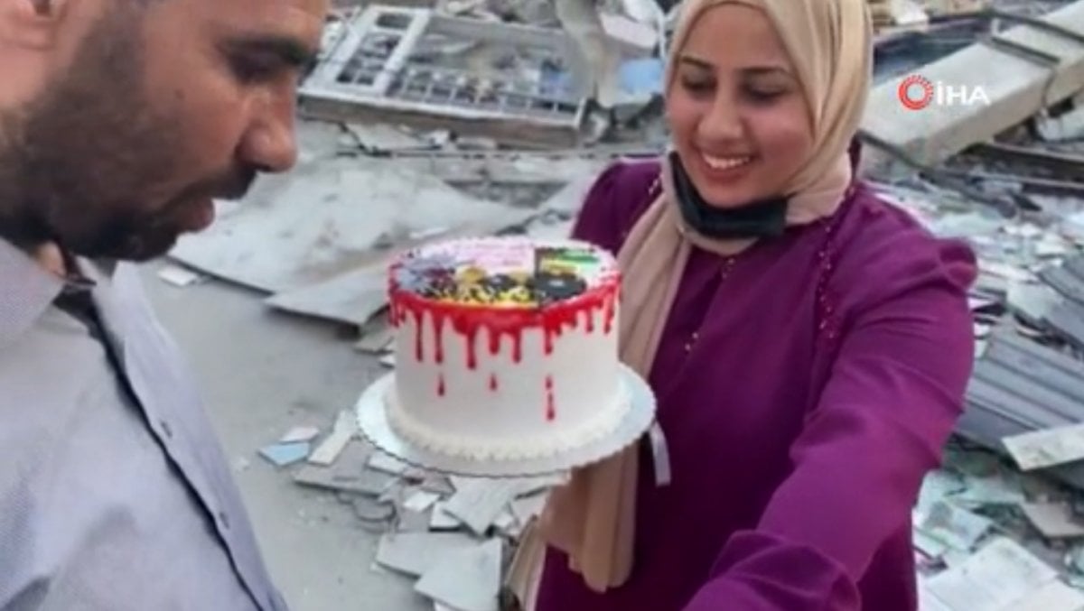Celebrated father's birthday on rubble in Gaza #1