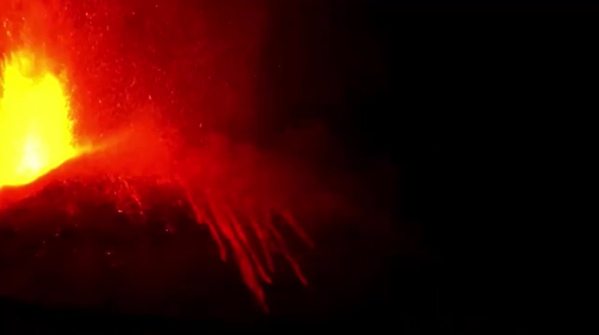 Lava from Mount Etna in Italy illuminates the night #4