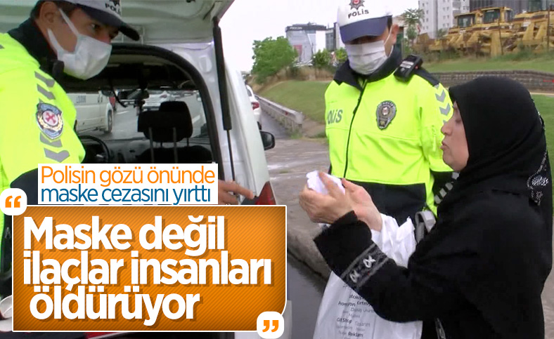 Maltepe'de minibüste maske takmayıp ceza yiyen kadın, makbuzu yırttı