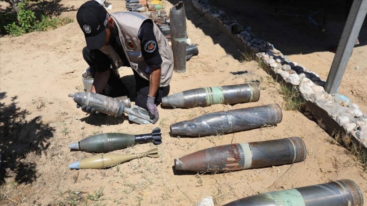 Unexploded missiles and bullets fired by Israel into Gaza were neutralized