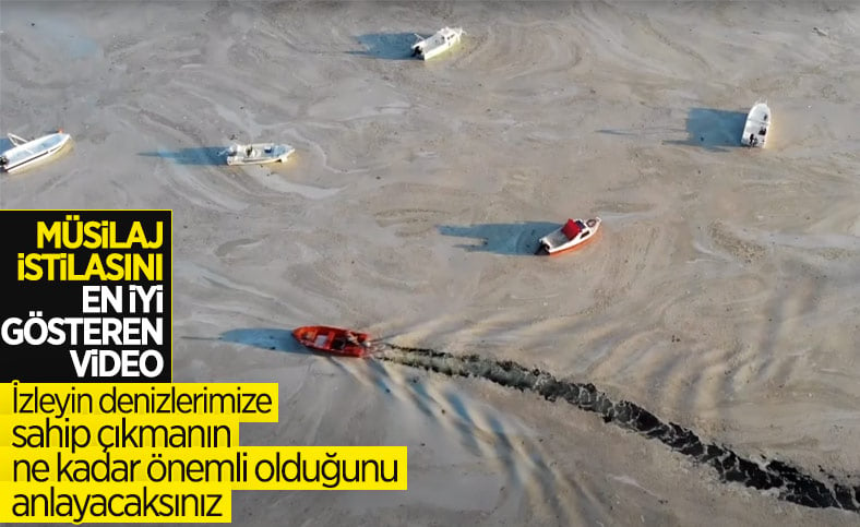 Marmara Denizi'ndeki müsilaj belası havadan görüntülendi