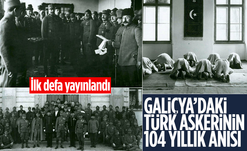 Galiçya'daki Türk askerlerinin namaz kılarken çekilen fotoğrafları