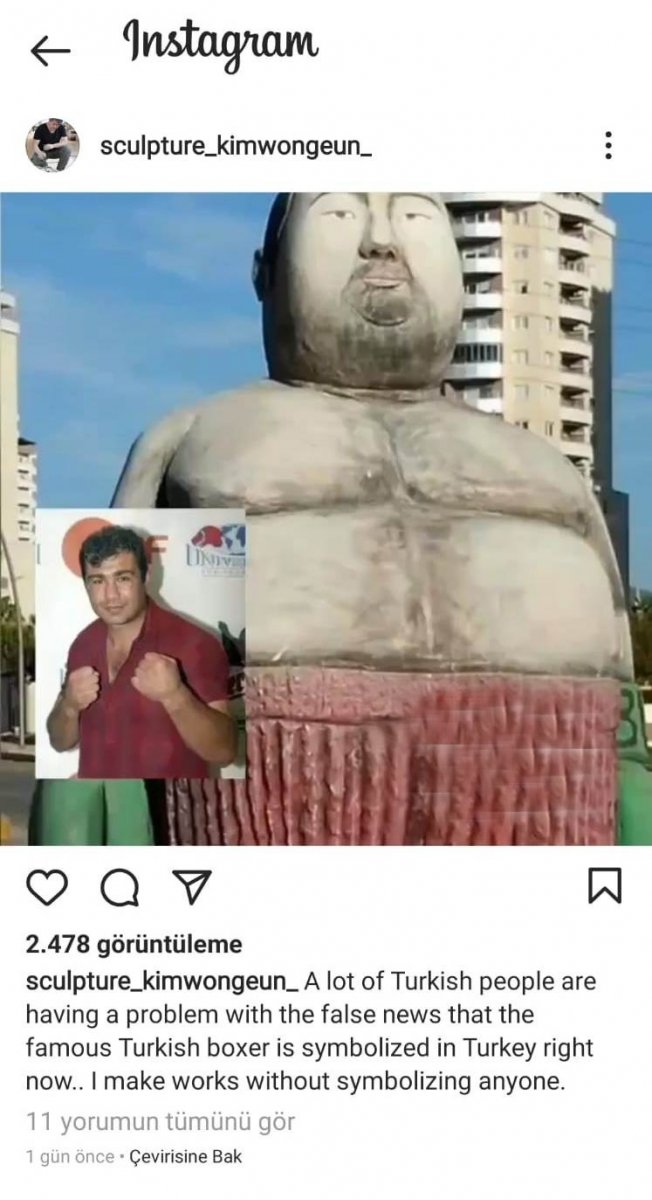 Mersin deki şişman boksör heykeli espri konusu oldu #1