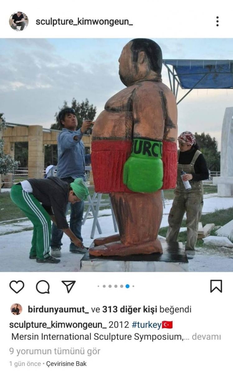 Mersin deki şişman boksör heykeli espri konusu oldu #5