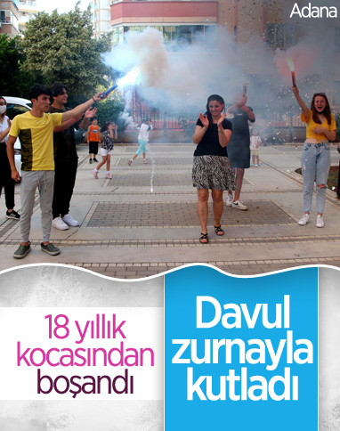 Adana'da boşanmasını davul zurnayla kutladı 