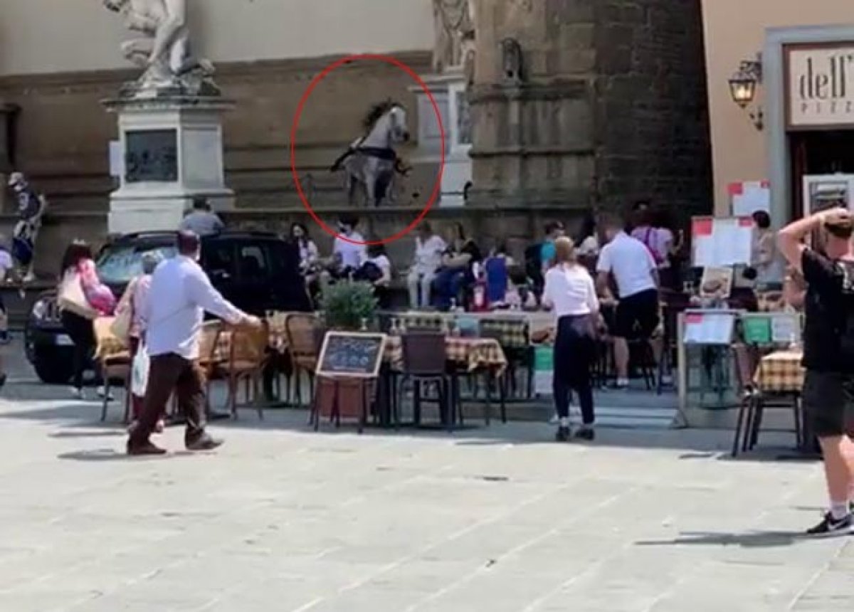 Angry horse crosses historic Signoria Square #2