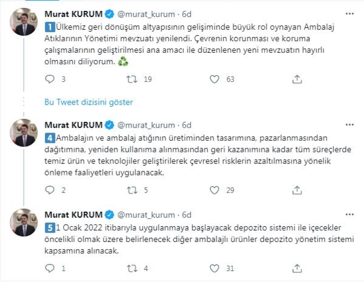 Murat Kurum’dan  ambalajlı ürün  açıklaması #2