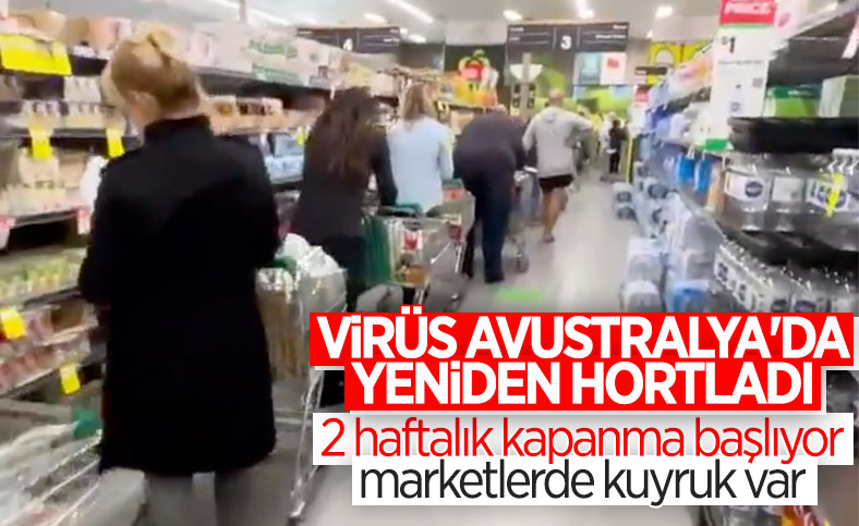 Avustralya'da kapanma öncesi alışveriş kuyruğu