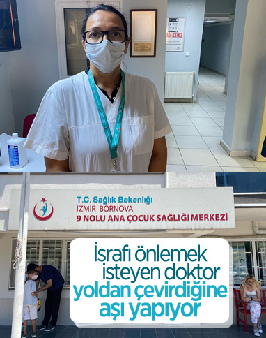 İzmir'deki doktor, israfa karşı yoldan çevirdiklerine aşı yapıyor