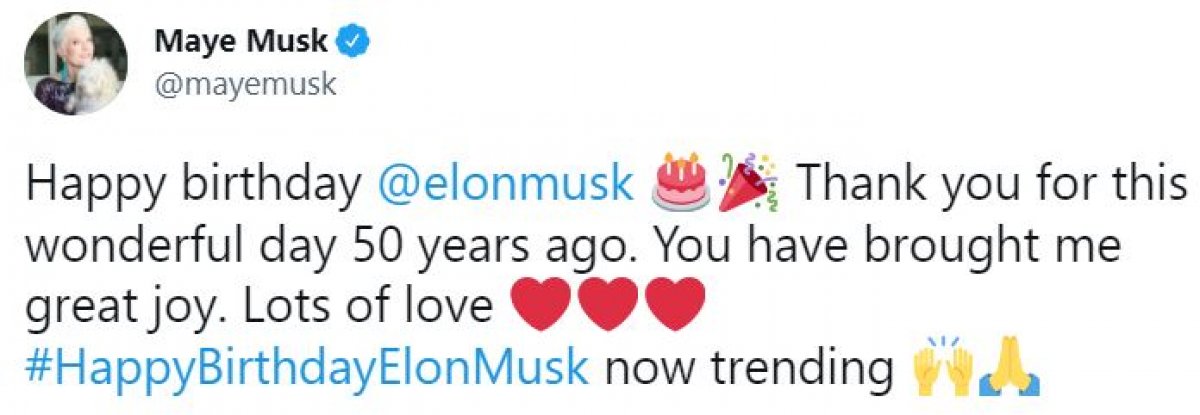Maye Musk celebrates her son Elon Musk's birthday with a photo #1