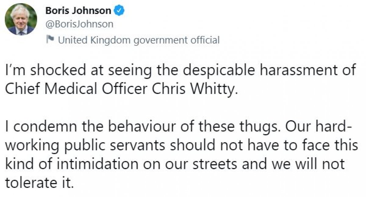 Chris Whitty, Head of Public Health England, harassed #1
